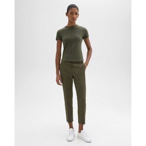 THEORY Treeca Eco Crunch Olive Green Linen Blend Pull On Chino Pants, Size 4